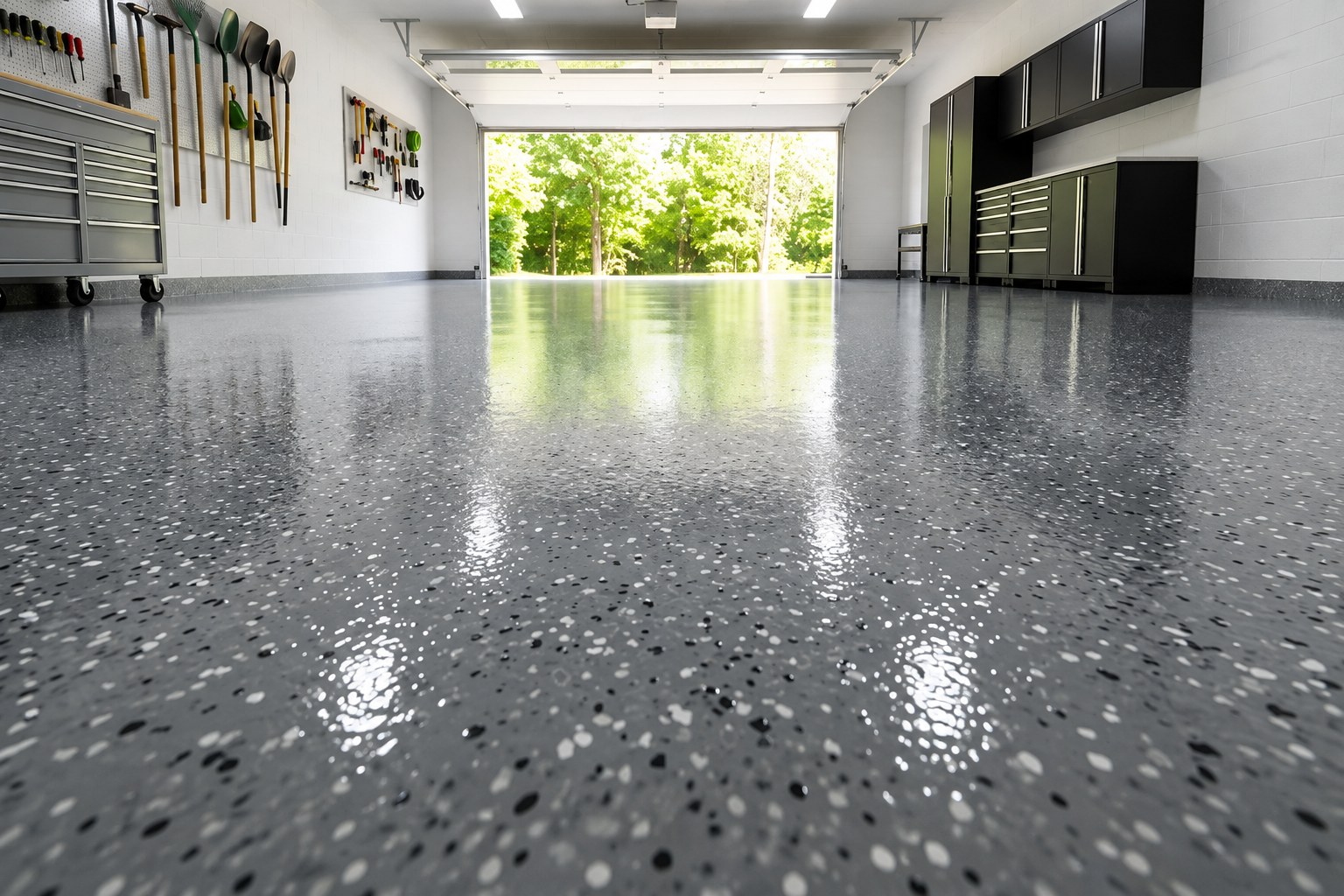 Finished garage epoxy floor