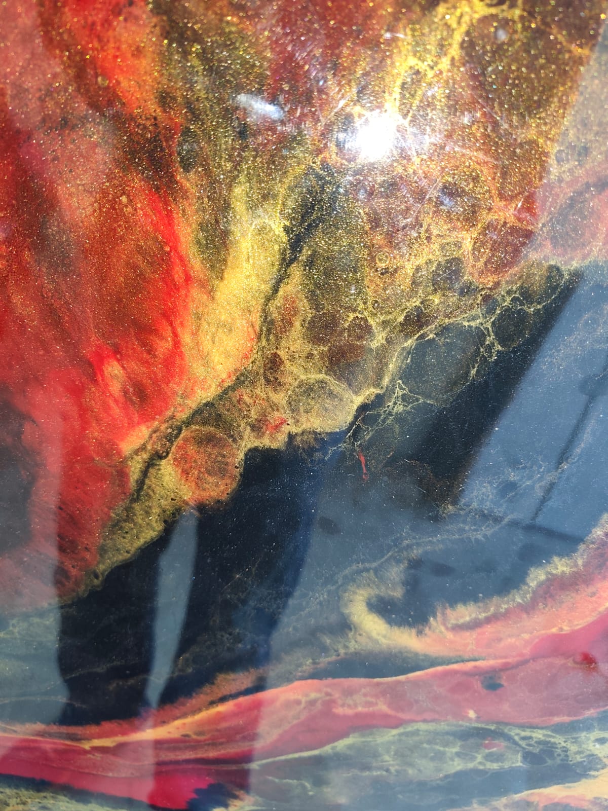 Metallic Red & Gold Detail